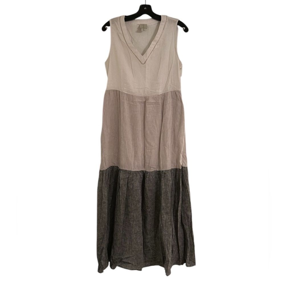 Joie Gray Cream Linen Blend Maxi Dress Size Small New with Tags